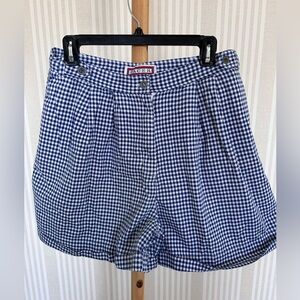 Vintage Pacer Blue and White Gingham Women's Shorts Size 16 High Waist